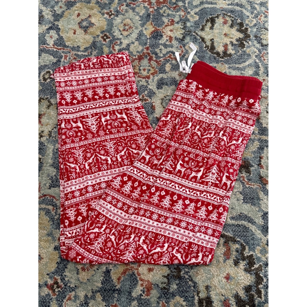 Little Sleepies Pajama Pants Men's Medium Red White Fair Isle Reindeer Holiday